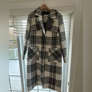 NVLT Black and White Plaid Pea Coat